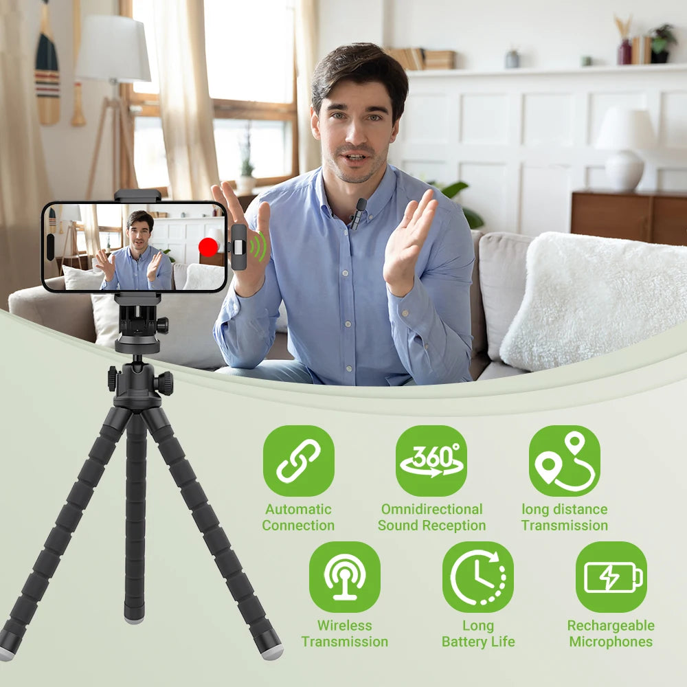 2.4G Wireless Lavalier Microphone for iPhone & Android