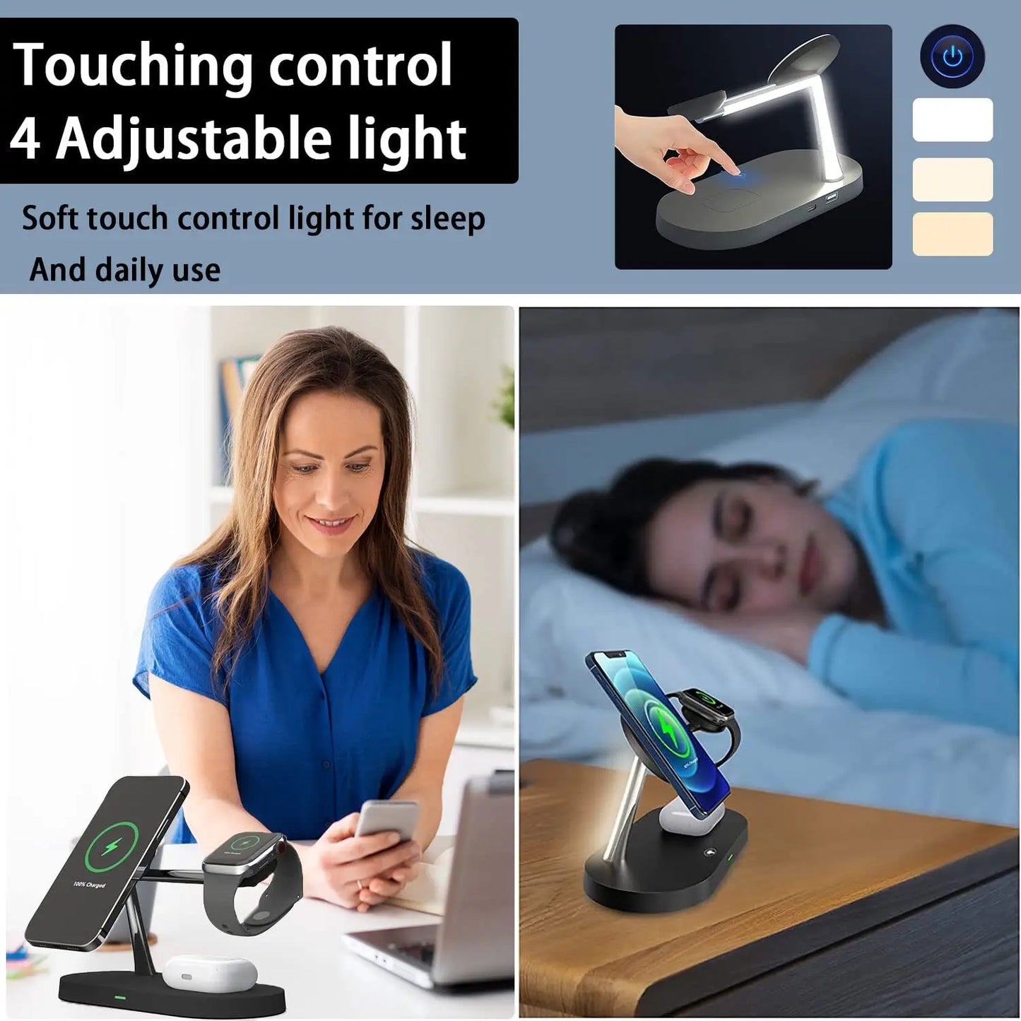 3 In 1 Wireless Charger Stand For iPhone Apple Watch And AirPods