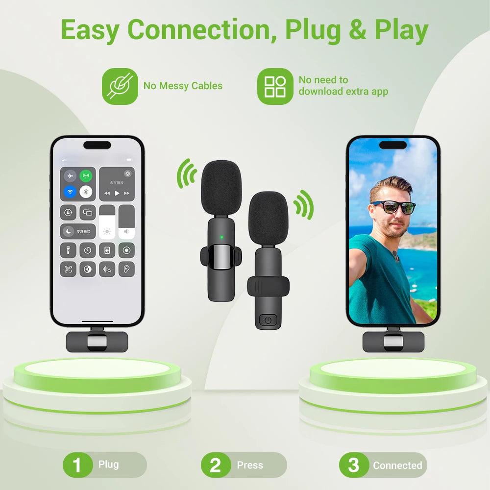 2.4G Wireless Lavalier Microphone for iPhone & Android